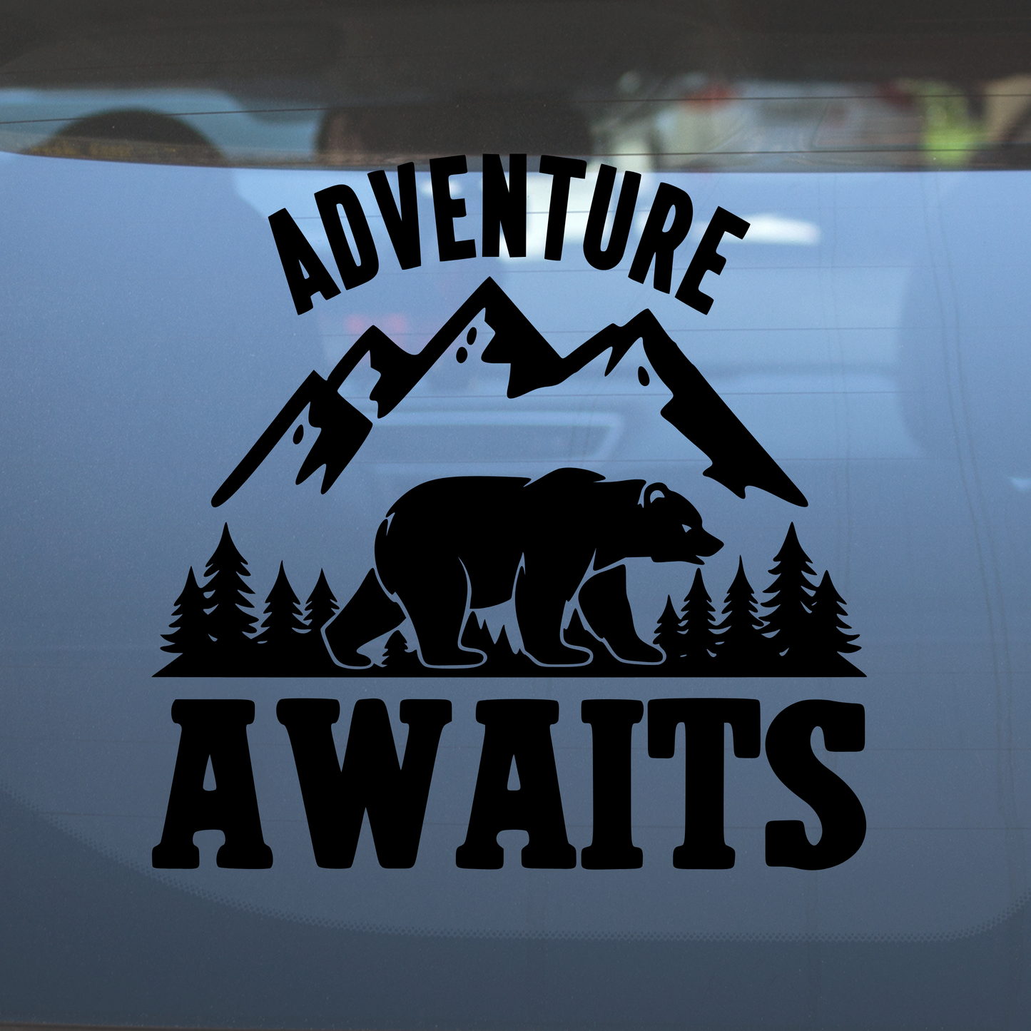 Adventure Awaits Bear – Vinyl Decal – Car Decal, Truck Decal, Van Decal & More!