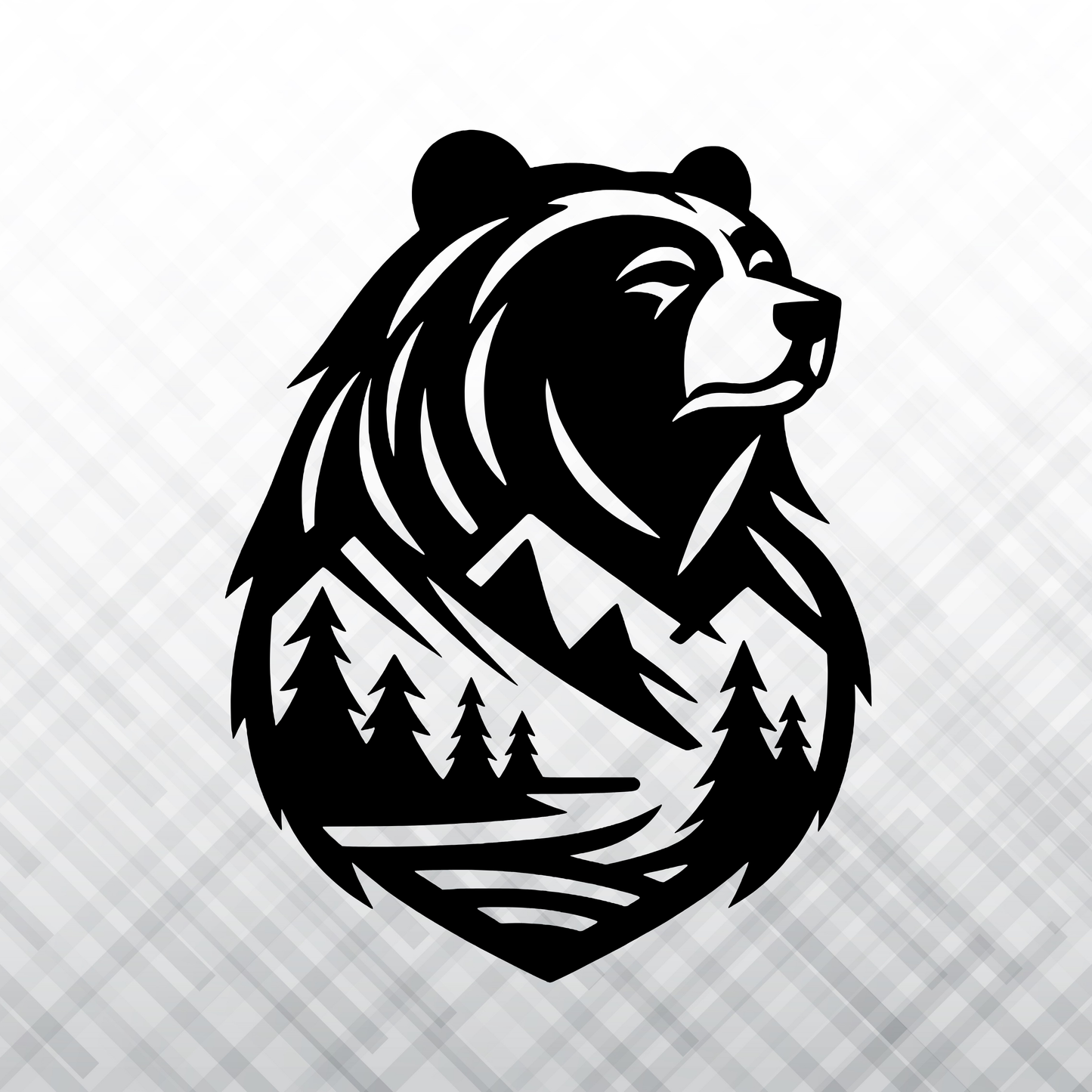 Majestic Bear & Mountain Wilderness – Vinyl Decal – Car Decal, Truck Decal, Van Decal & More!