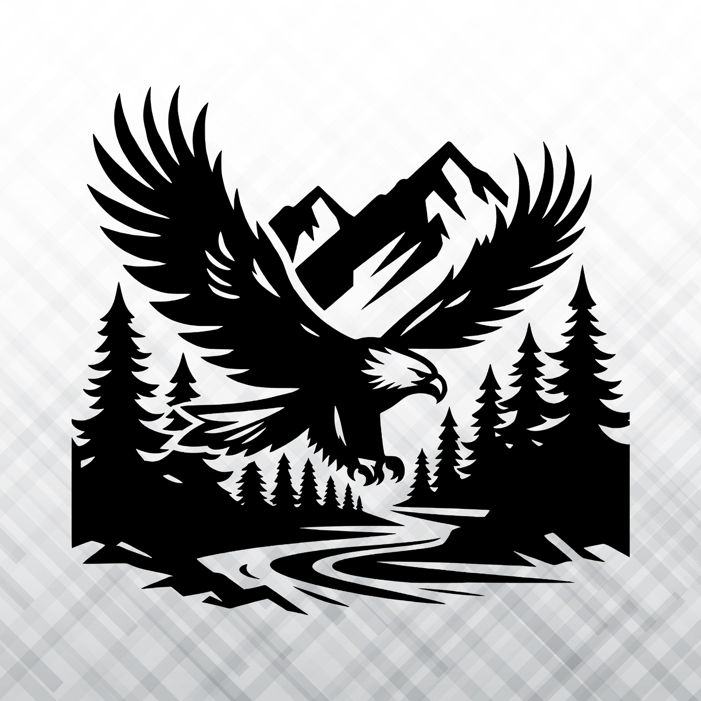 Mountain River Eagle – Vinyl Decal – Car Decal, Truck Decal, Van Decal & More!