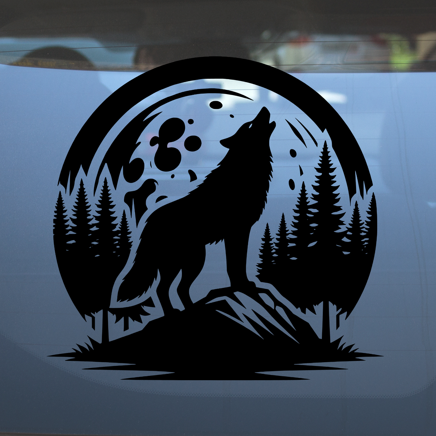 Lunar Howling Wolf – Vinyl Decal – Car Decal, Truck Decal, Van Decal & More!