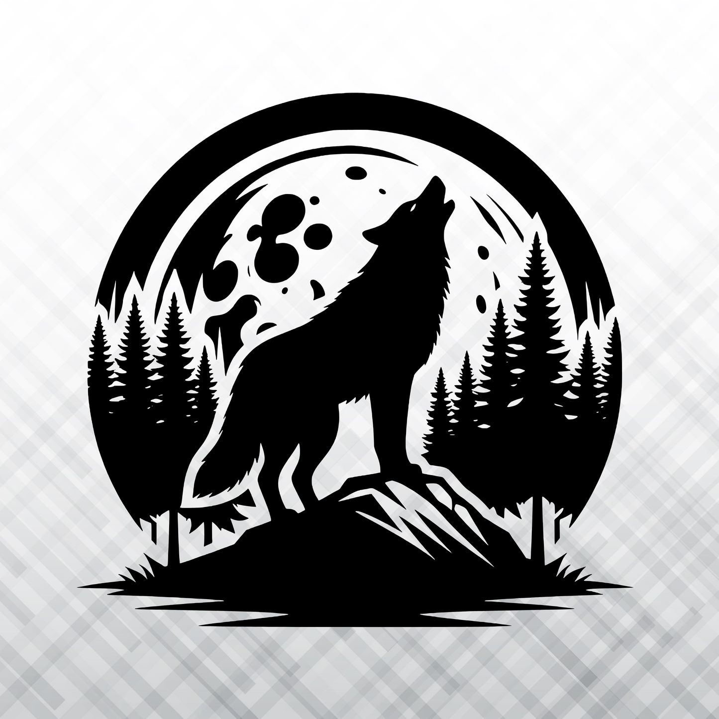 Lunar Howling Wolf – Vinyl Decal – Car Decal, Truck Decal, Van Decal & More!