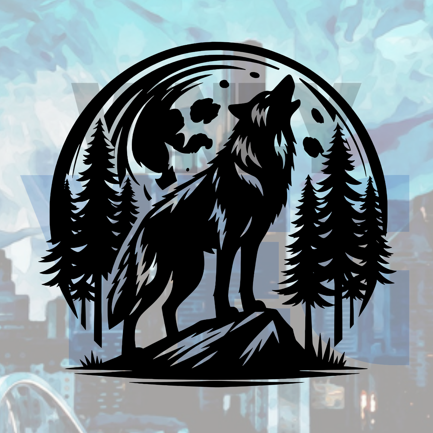 Moonlit Alpha Wolf – Vinyl Decal – Car Decal, Truck Decal, Van Decal & More!