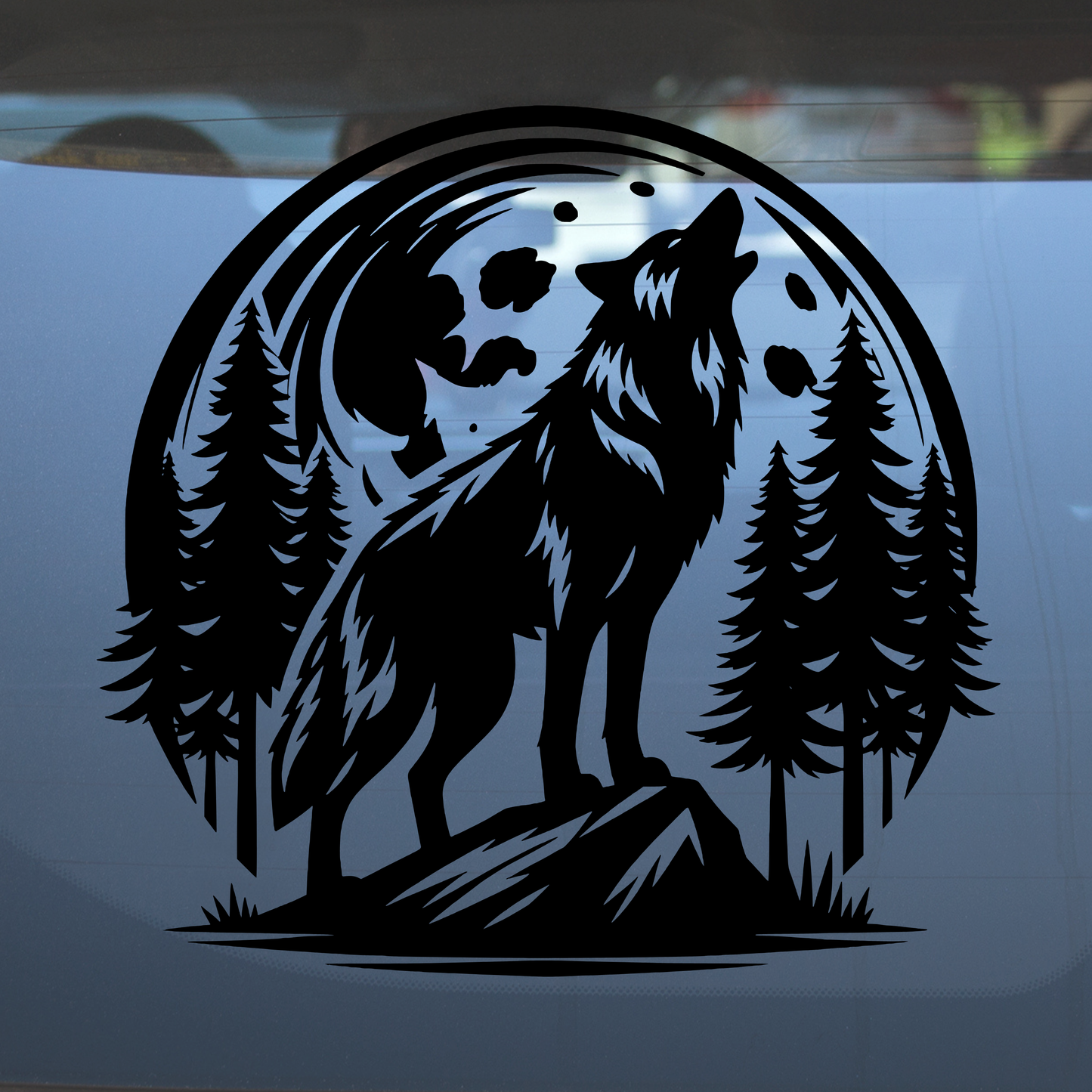 Moonlit Alpha Wolf – Vinyl Decal – Car Decal, Truck Decal, Van Decal & More!