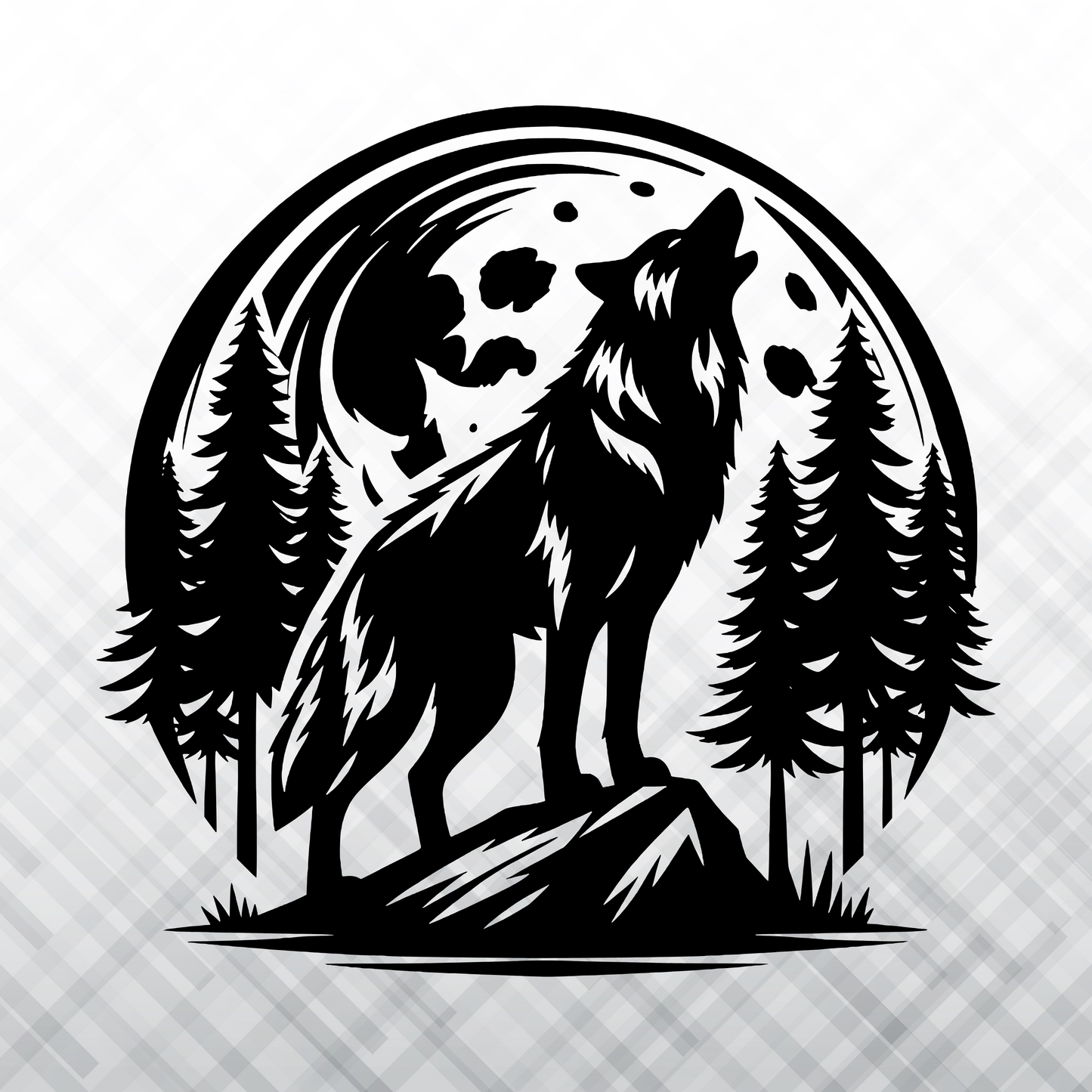 Moonlit Alpha Wolf – Vinyl Decal – Car Decal, Truck Decal, Van Decal & More!