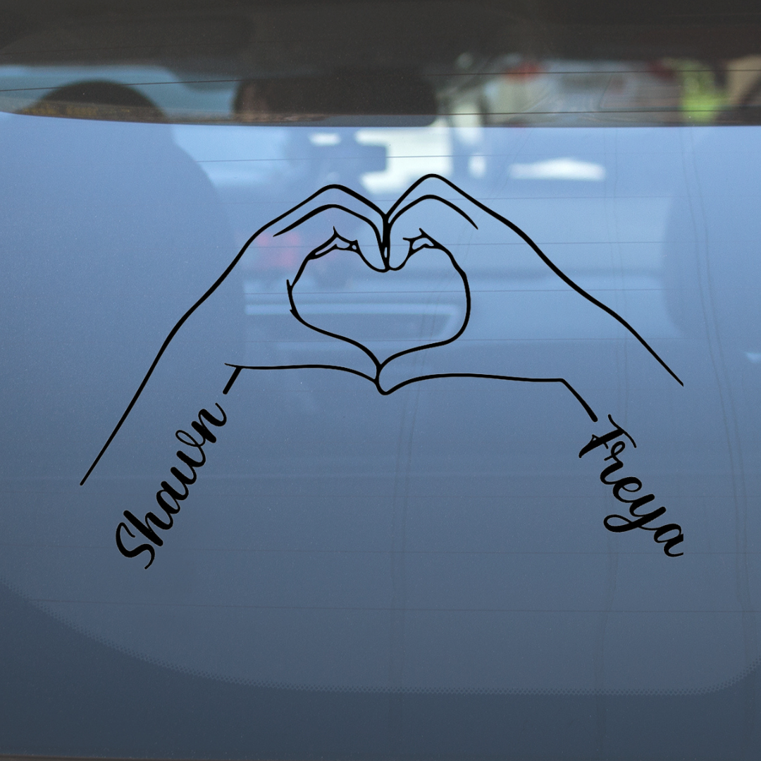 Love is in Your Hands – Vinyl Decal – Car Decal, Truck Decal, Van Decal & More!