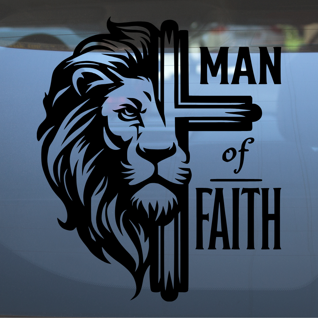 Man of Faith – Vinyl Decal – Car Decal, Truck Decal, Van Decal & More!