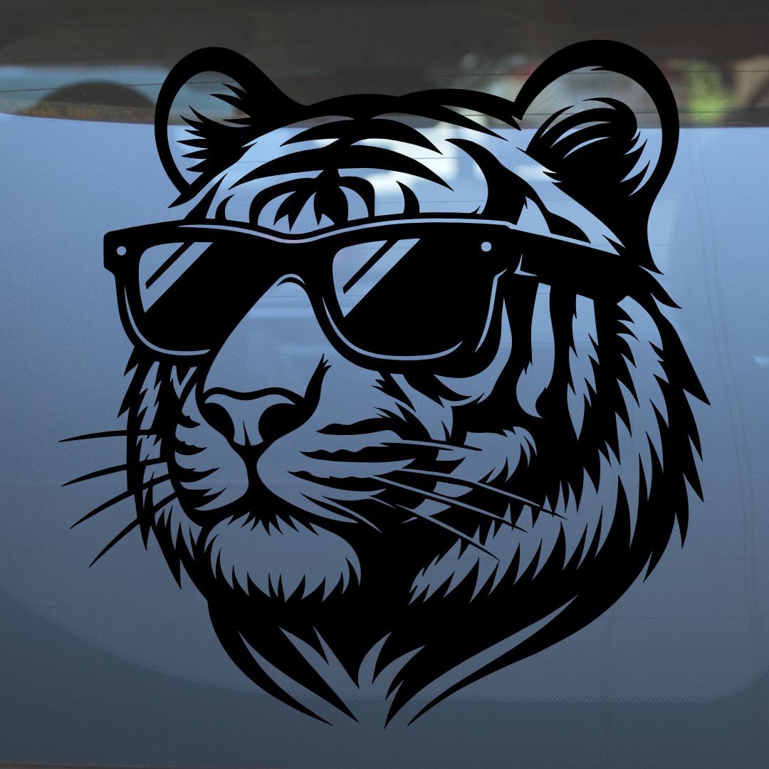 Cool Tiger – Vinyl Decal – Car Decal, Truck Decal, Van Decal & More!