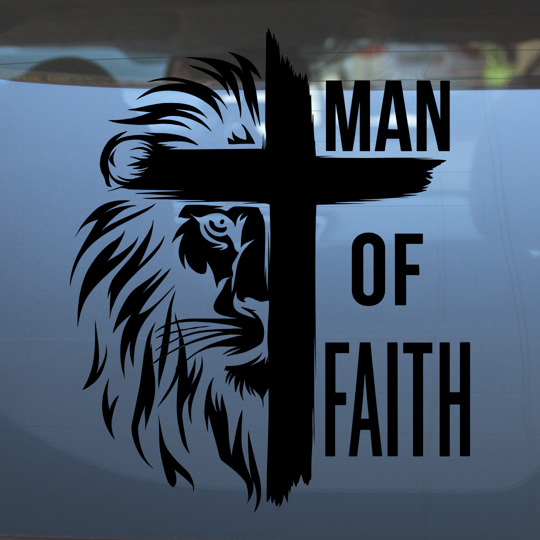 Man of Faith Cross – Vinyl Decal – Car Decal, Truck Decal, Van Decal & More!